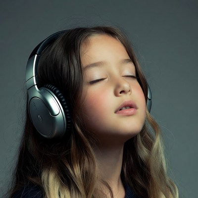 Girl listening to music with headphones