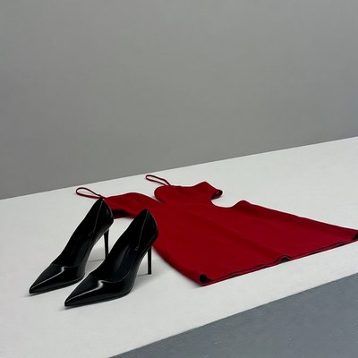Red Dress with Black Heels