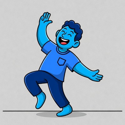 Cartoon boy dancing happily