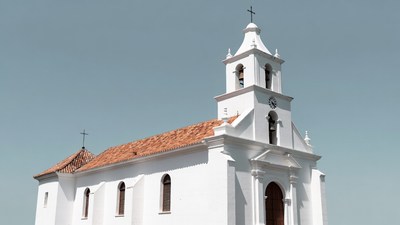 White Church with Red Tile Roof