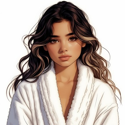 Beautiful woman in white bathrobe
