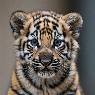 Cute tiger cub close-up