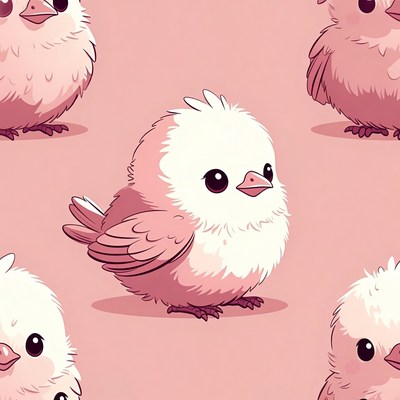 Cute pink fluffy chicks pattern