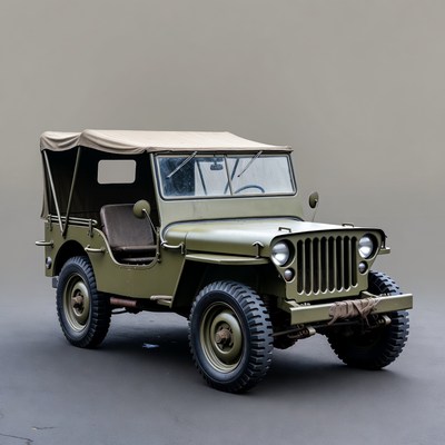 Vintage Jeep Willys on Gray Background