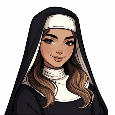 Beautiful nun illustration smiling