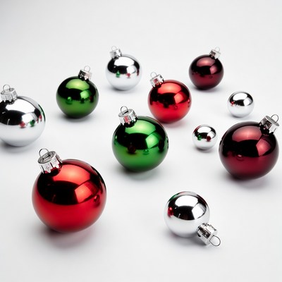 Shiny Red Green Silver Christmas Ornaments
