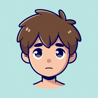 Cartoon boy with sad expression