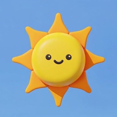 Cute 3D Smiling Sun Illustration