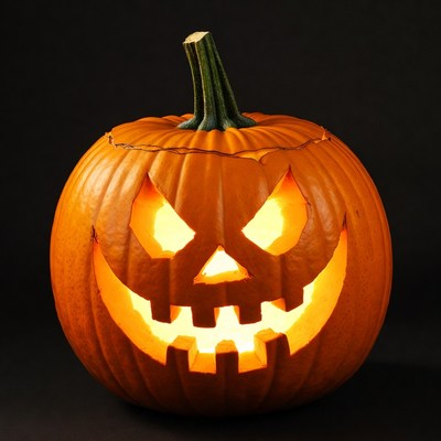 Lit Jack-o'-lantern pumpkin