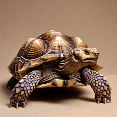 Radiated Tortoise on Brown Background