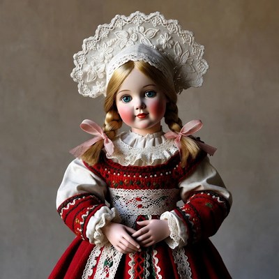 Girl in traditional red folk dress