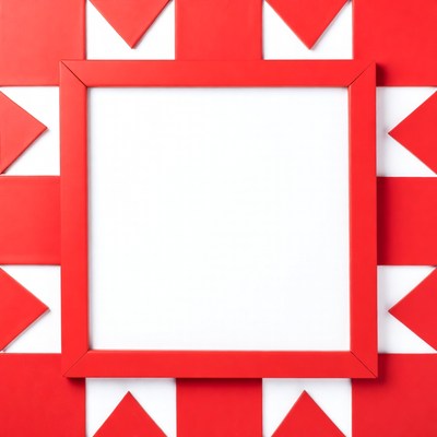 Red Frame with Triangles Background