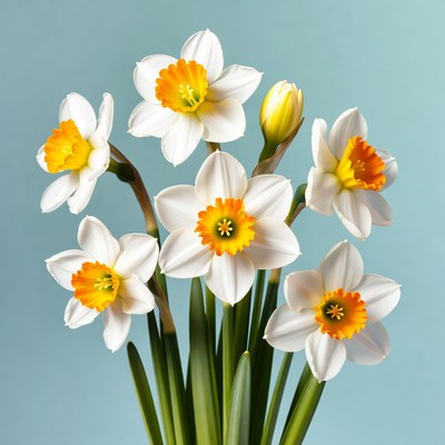 White Daffodils with Orange Centers