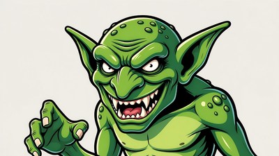 Angry green goblin illustration
