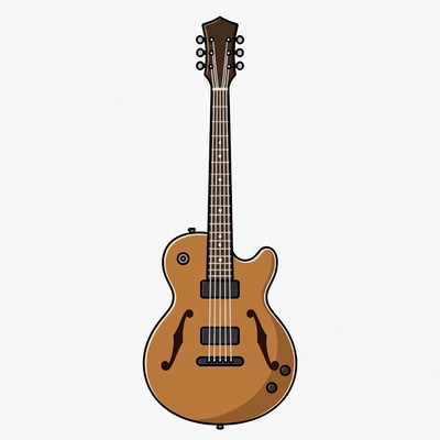 Brown Acoustic Electric Guitar Illustration