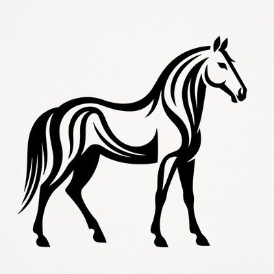 Black tribal horse illustration