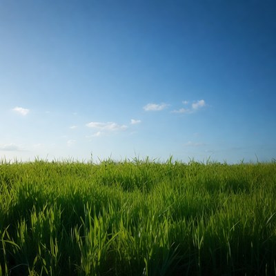 Green grass field under blue sky