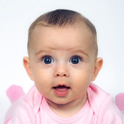 Baby girl with big blue eyes