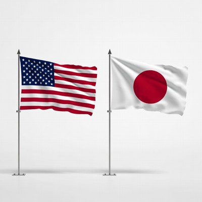 US and Japan Flags Together