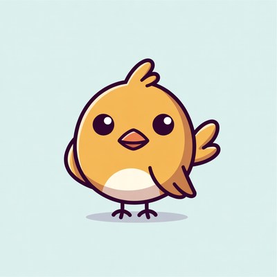 Cute yellow cartoon chick