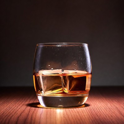 Whiskey Glass with Ice Cubes