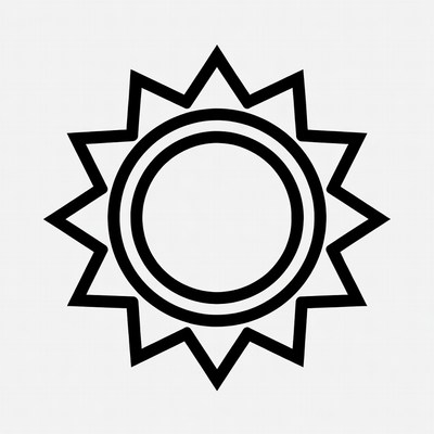 Black Outline Sun Icon