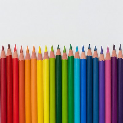 Rainbow Colored Pencils Lined Up