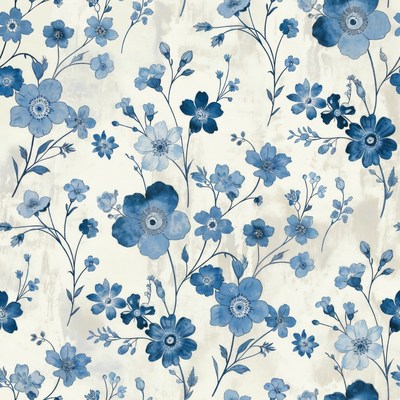 Blue Flowers on Distressed White Background
