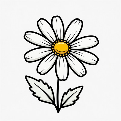 Cartoon Daisy Flower Illustration
