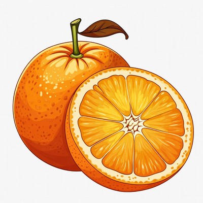 Sliced Orange with Leaf