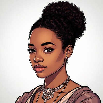 African-American woman with curly updo