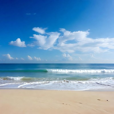 Ocean Waves Crashing on Sandy Beach