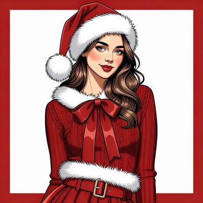 Beautiful woman in Santa hat