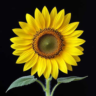 Sunflower on black background