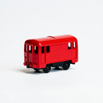 Red toy train on white background