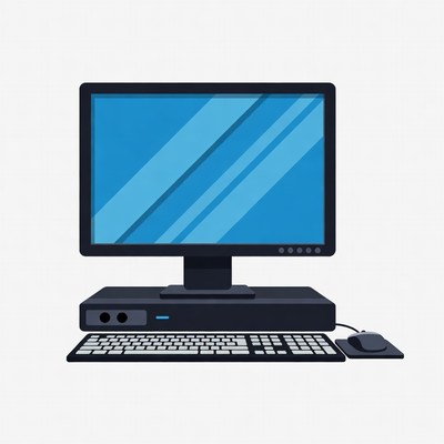 Desktop Computer with Keyboard and Mouse
