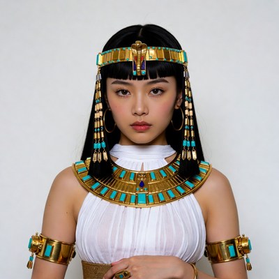 Asian woman in Egyptian Cleopatra costume