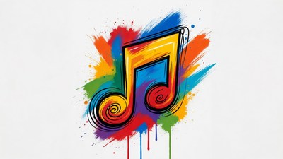 Colorful Splatter Music Note Illustration