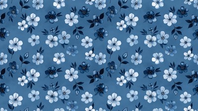 Blue Floral Pattern Illustration