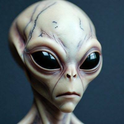 Grey Alien Close-Up Portrait
