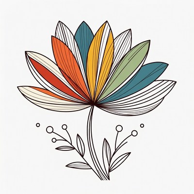Colorful Lotus Flower Illustration
