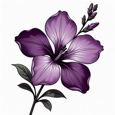 Purple Hibiscus Flower Illustration