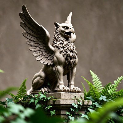 Stone Winged Lion Gargoyle Statue