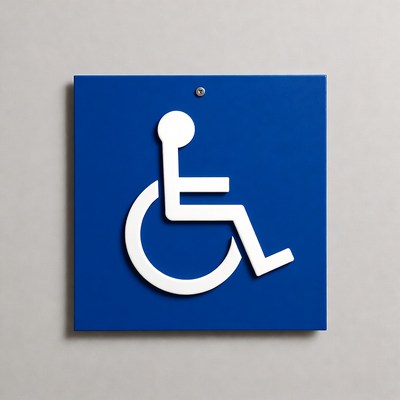 Blue wheelchair accessibility sign