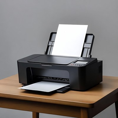 Black Printer Printing Paper on Table