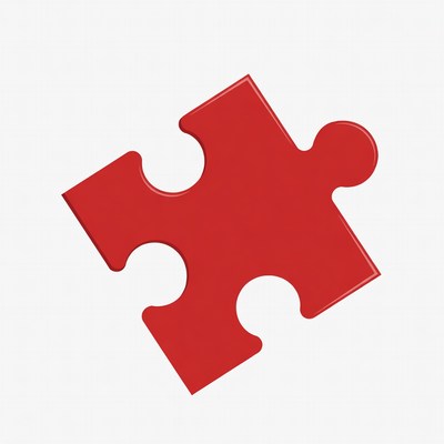 Red puzzle piece on white