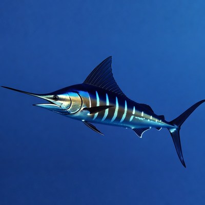Blue Marlin Swimming Underwater