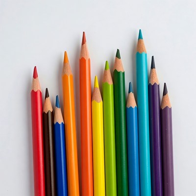 Colorful Pencils on White Background