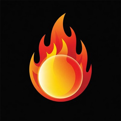 Fiery Flames Encircling Glowing Orb