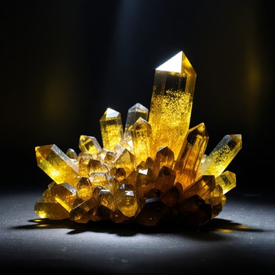 Shiny Yellow Citrine Crystal Cluster